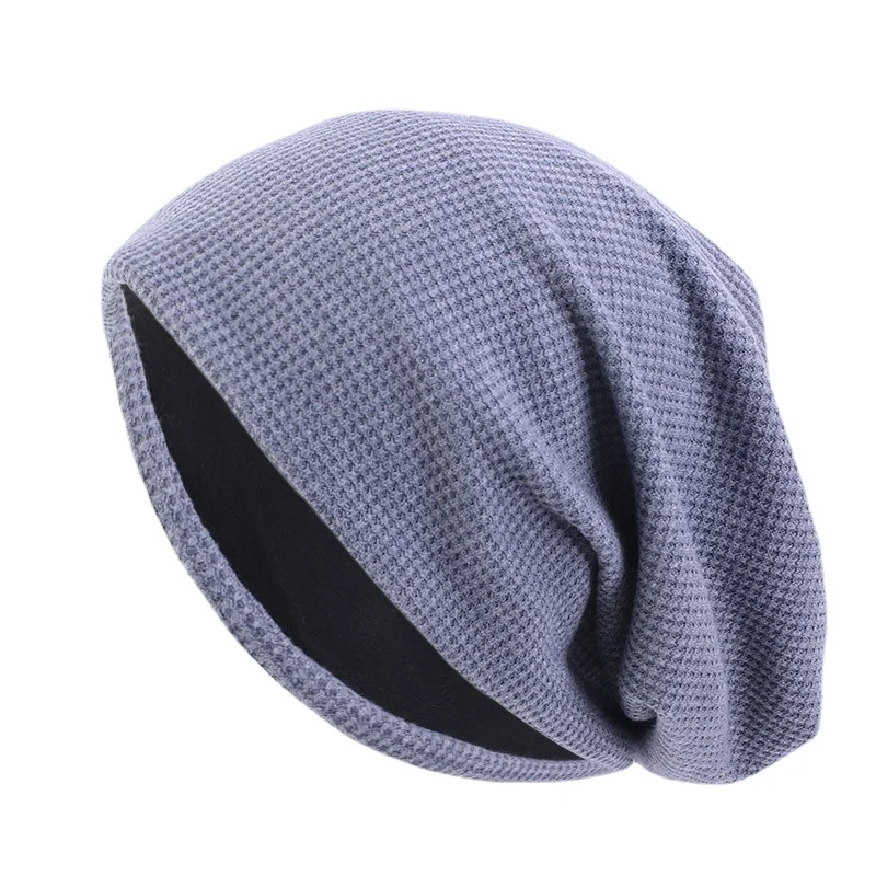 Double Fabric Cotton waffle pattern Autumn Early Winter Skullies & Beanies