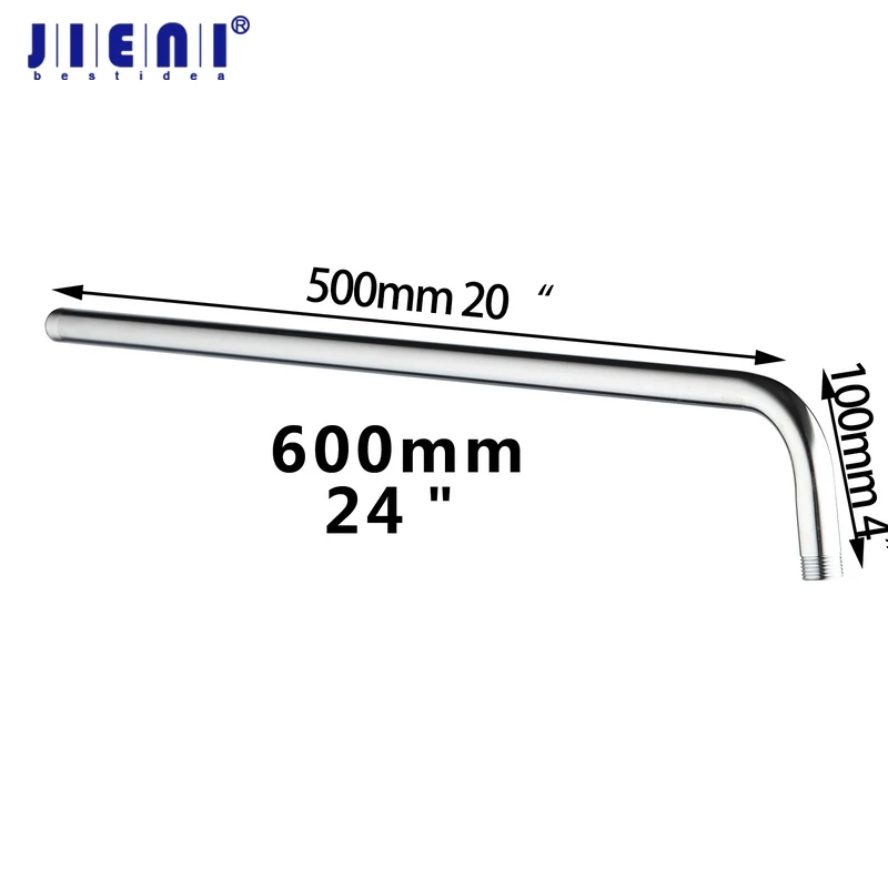 JIENI Chrome Polished Round Stainless Steel Shower Arm for Bathroom Shower Head Holder Shower Bar Rod Wall Mounted