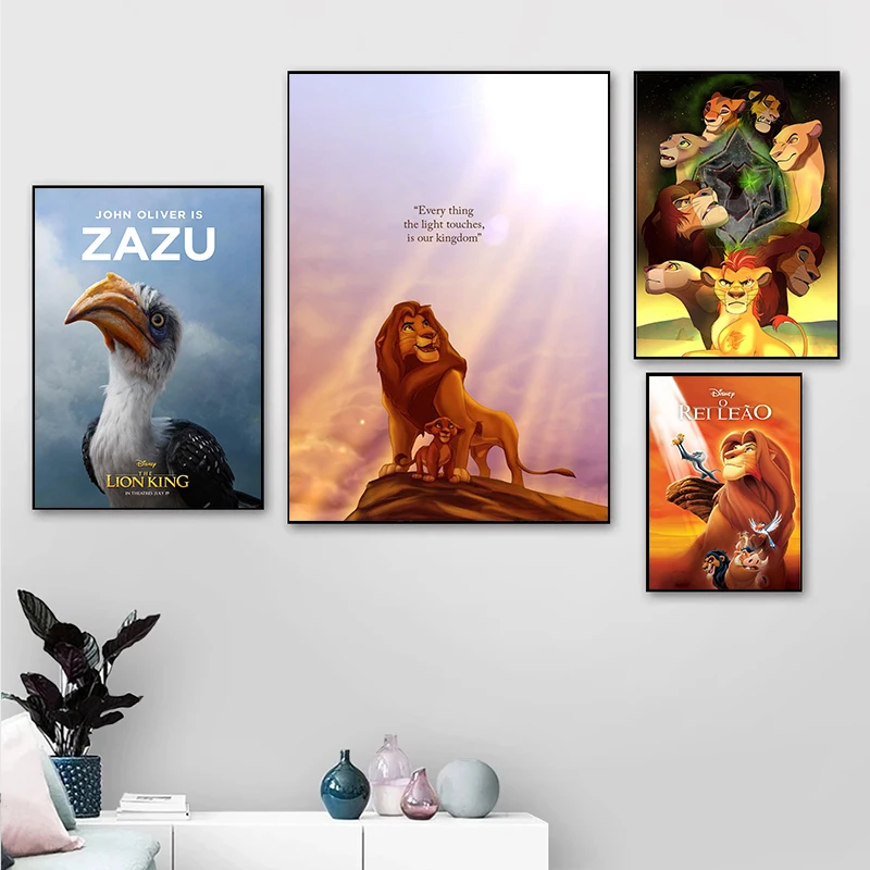 Disney Lion King Simba Posters Cartoon Animation Canvas Painting Prints Abstract Wall Art Pictures Room Home Decor