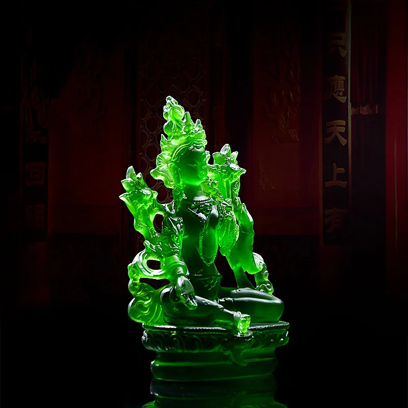 Imagem -05 - Budista Tibetano Fontes Religiosas Mão Pequena Tara Verde Resina Verde Estátua de Bolso Templo Casa e Escritório Decorar Artesanato 12.8cm Novo