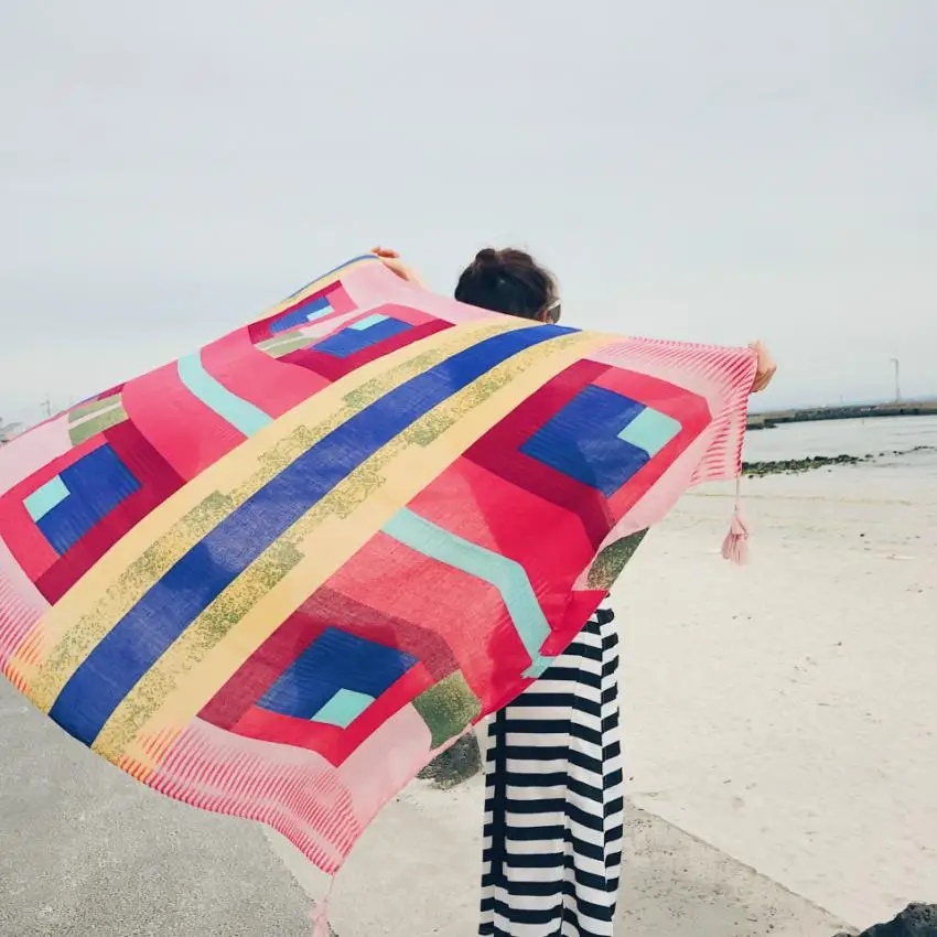 Parbones de plage en coton sergé pour femmes, grande robe de plage, bikini, cover-up pour maillots de bain, Industries ong, écharpe ronde, 90x2018