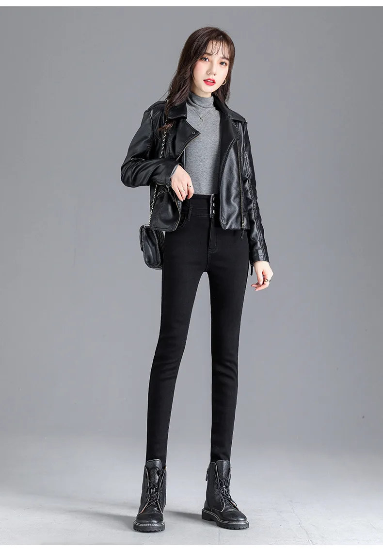 Thermal Winter Thick Fleece High-waist Warm Skinny Jeans Thick Women Stretch Button Pencil Pants Mom Casual Velvet Jeans 32 Hef510727b56e4629baec0eecd0f42253Y