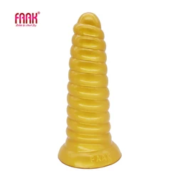 FAAK silicone conch butt plug spiral golden anal dildo with suction cup Vaginal Anus Expansion Erotic Gay Anal Sex Toys  for man