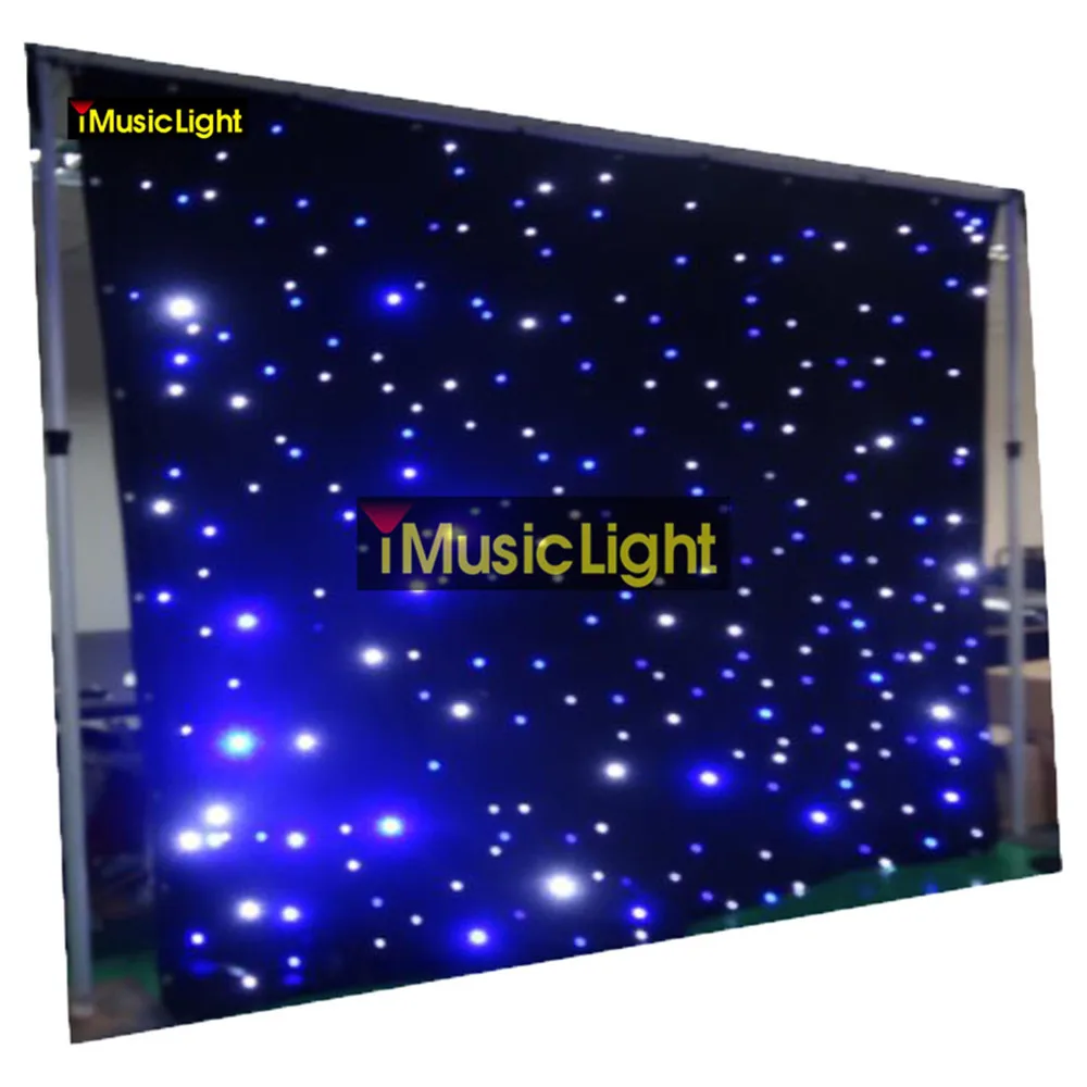 

6 sets 3mx4m fireproof Fabric LED Star Cloth backdrop DJ DMX512 Blue&White LED Starlight Curtain With Controller Tianxin LEDS