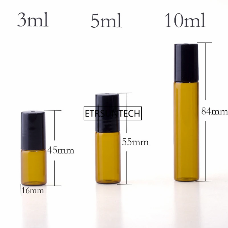 200 stücke 3ml 5ml 10ml Klare Glas Rolle Auf Ätherische Öle Parfüm Aroma Flasche Mit Edelstahl roller Ball F3401