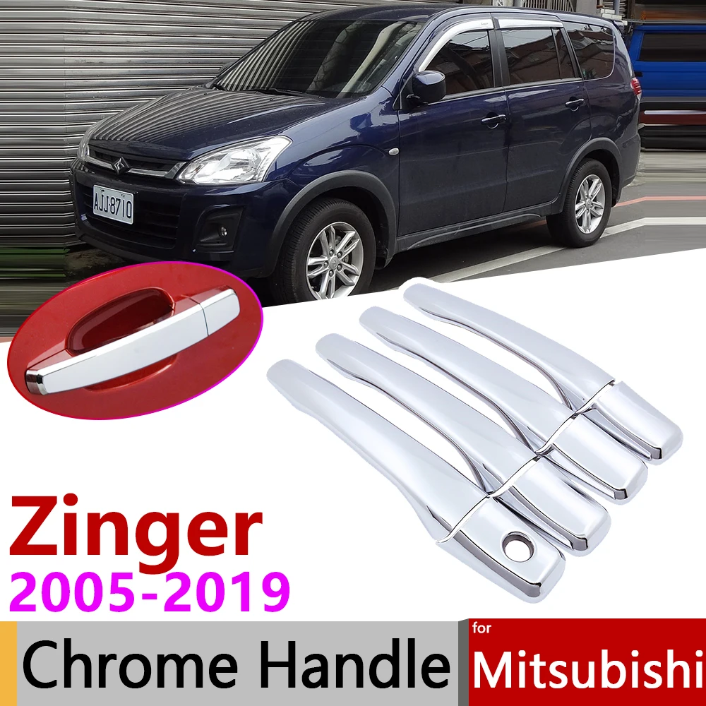 

for Mitsubishi Zinger CMC 2005~2019 Chrome Door Handle Cover Car Accessories Stickers Trim Set 2007 2009 2011 2013 2015 2017