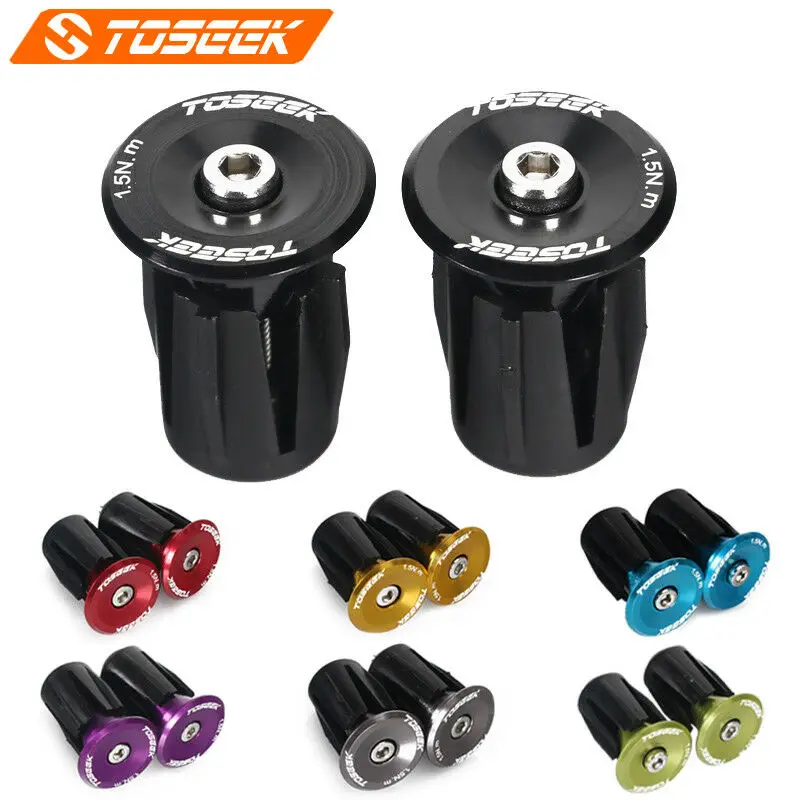 TOSEEK 1pair  Road Mountain Bike Handlebar Cap MTB Bicycle Handle Bar Cap End Plugs Inflated Aluminum Alloy Grips Bar End Cap