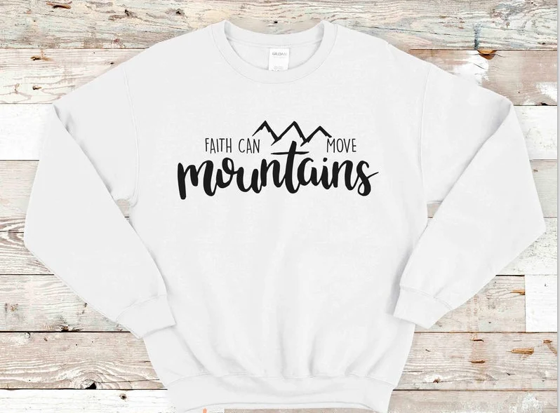 

Harajuku Faith Can Move Mountains Crewneck Cotton Sweatshirt Women Christian Religion Pullover Hoodies Long Sleeve Top Drop ship