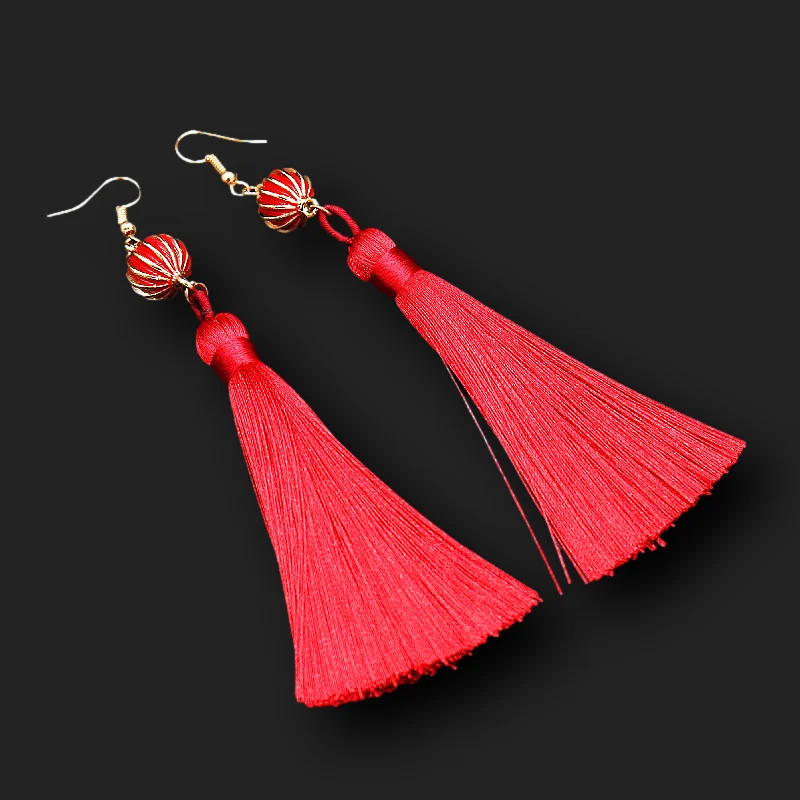 Multicolor Long Tassel 3D Lantern Charm Personalized Customization  Bohemian Ear Hook Earrings DIY Jewelry Crafts Gift For Woman