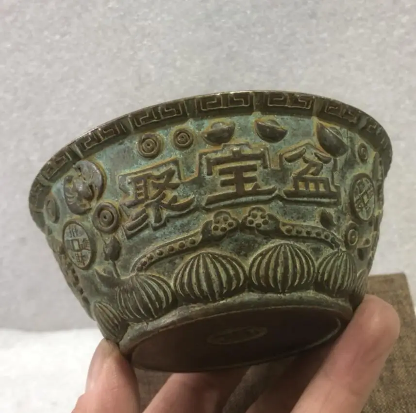 China brass archaize treasure bowl crafts statue