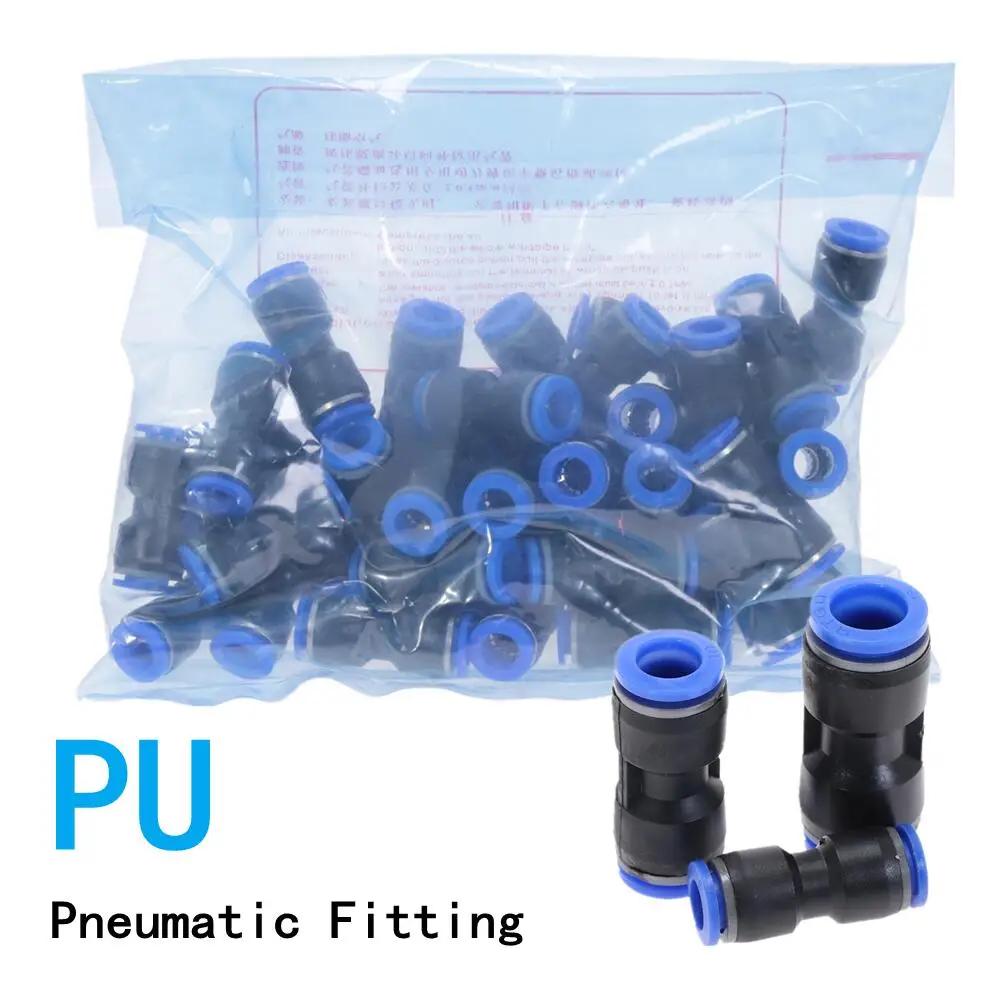 100Pcs 50Pcs PU 2-way Pipe Connector Pneumatic Fitting Plastic 4mm 6mm 8mm Staght Push In Quick Slip Lock Fittings