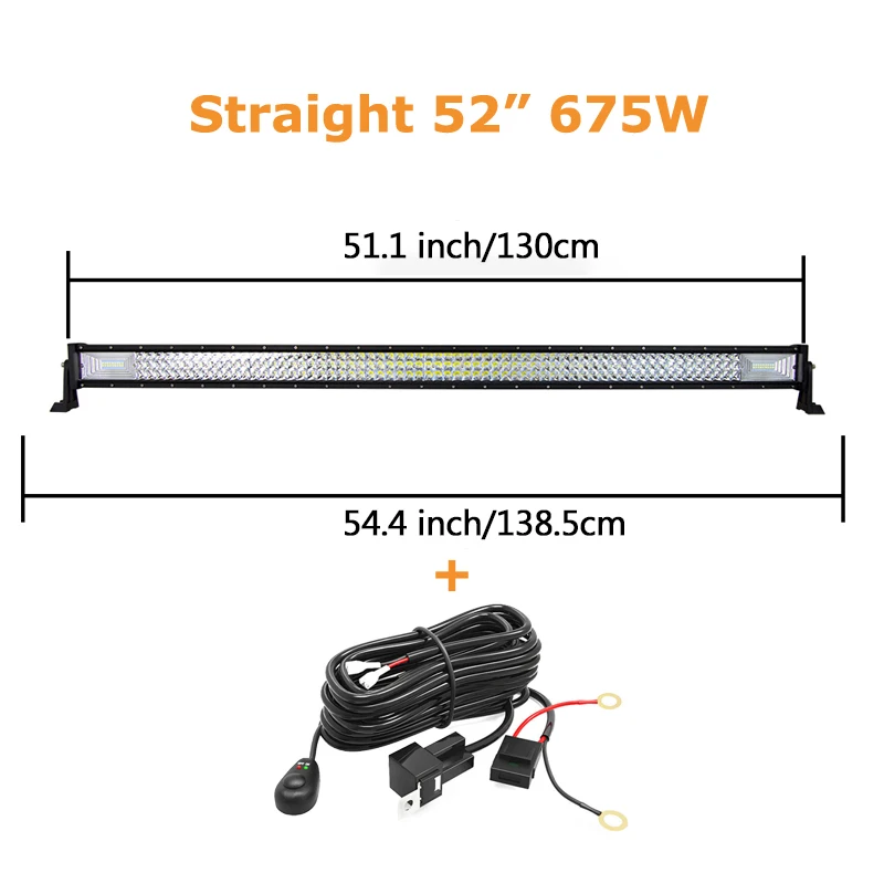 Curved/Straight 22 32 42 52inch 675W 540W Led Light Bar Driving Lights 7D 3-Rows Offroad Truck SUV ATV Tractor Car Boat image 3
