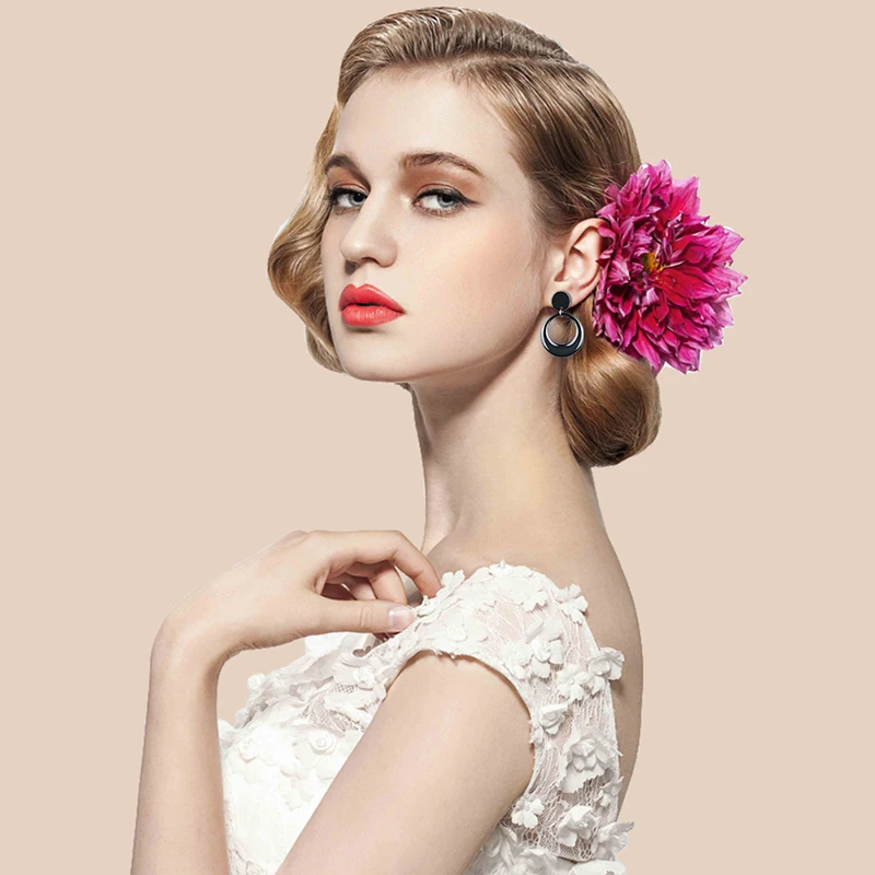 Punk Style Women Oversize Earrings For Female  Geometric Wedding Party Vintage Black Ceramic Earring Female Bohemian Bijoux