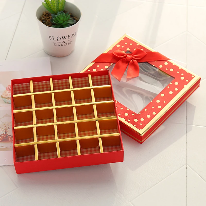 9/12/16/25 Grid Festive Chocolate Gift Box Valentine\'s Day Candy Transparent Carton Wedding Christmas Party Gift Packaging Box