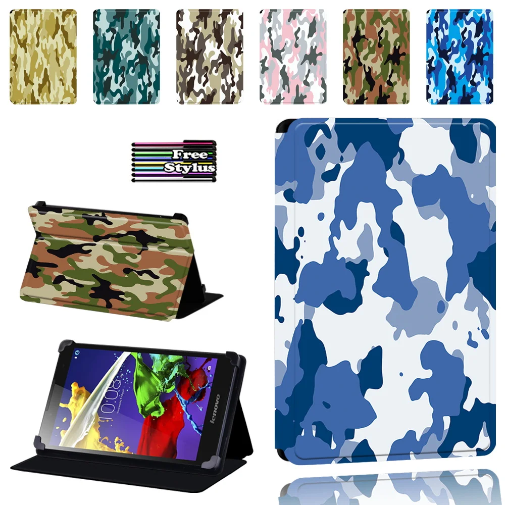 

Camouflage Pattern Case for Lenovo Tab 2 A7 / A8 / A10-70 / Tab 3 / Tab 4 PU Leather Tablet Foldable Cover Case