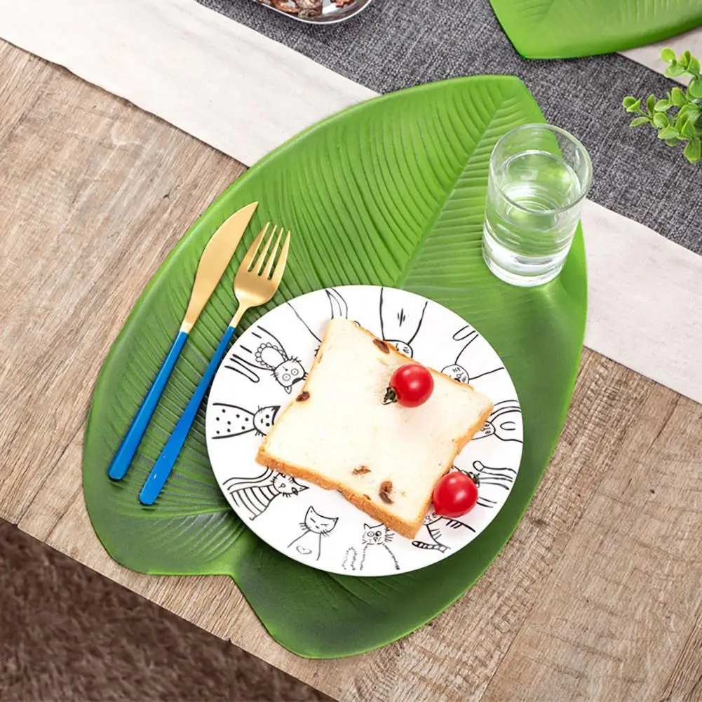 EVA  Attractive Elastic Leaf Shape Place Mat Long Lasting Place Pad Heat Insulation   for Kitchen