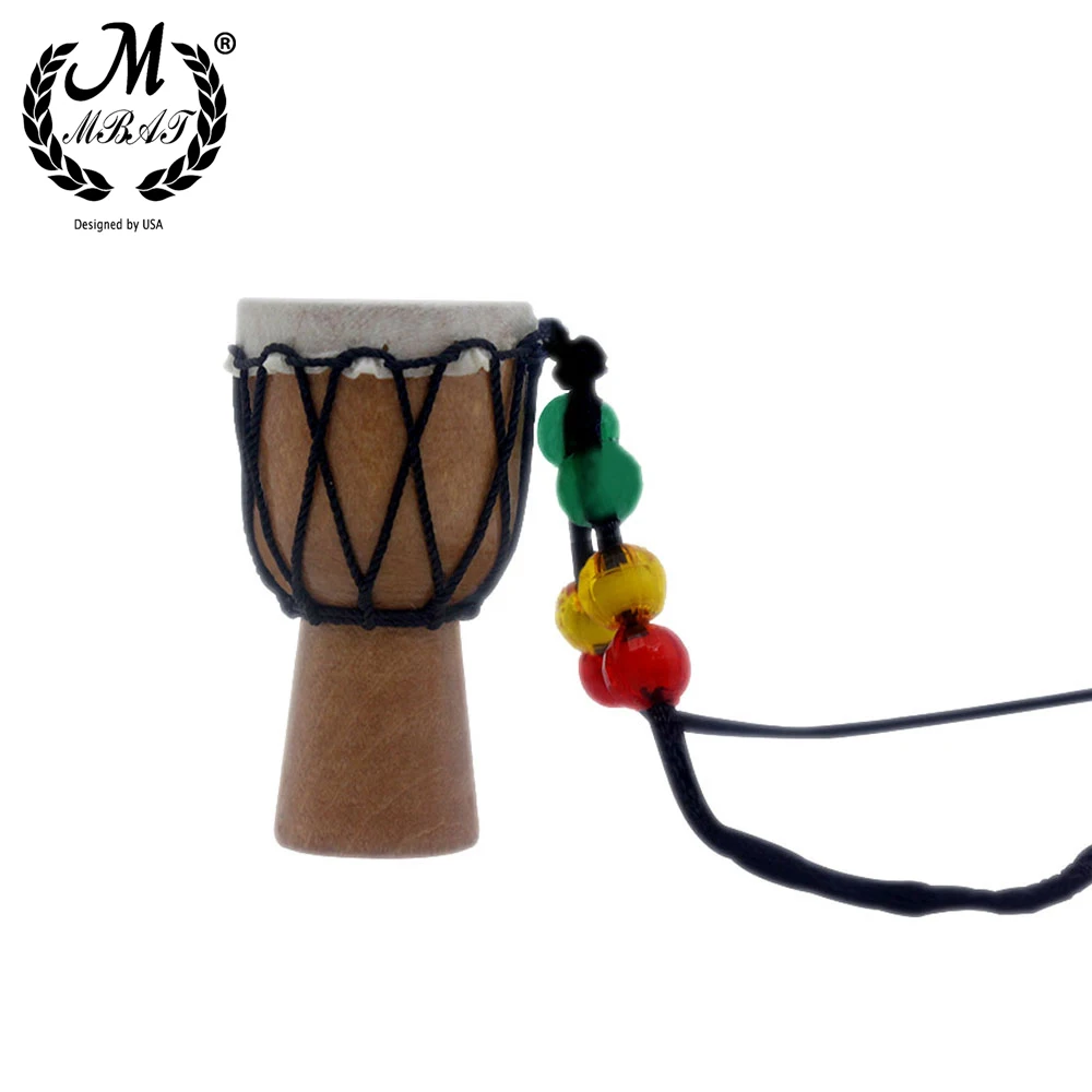 M MBAT African Drum Pendant Necklace Wooden Classic Mini Tambourine Children Necklace Toys Fashion Kids Necklace Jewelry Gift