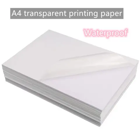 Papel adhesivo impermeable A4 para impresora de inyección de tinta láser, adhesivo transparente, blanco brillante, copia de etiquetas, 10/50 piezas