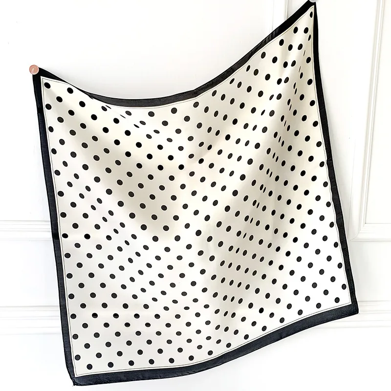 2023 Luxury Square Silk Scarf Women Luxury Polka Dot Shawls and Wraps Fashion Small Bag Scarves Hair Tie Bandanas Hijab 70*70Cm