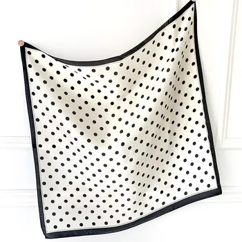 2023 Luxury Square Silk Scarf Women Luxury Polka Dot Shawls and Wraps Fashion Small Bag…