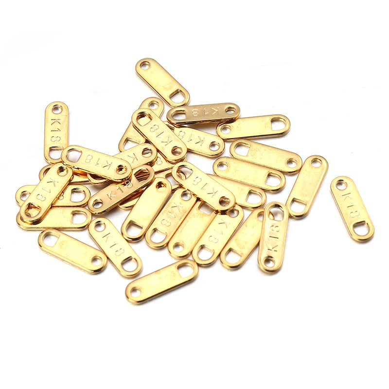 LINSOIR 30Pcs/lot Stainless Steel Engraved Rectangular Tail Chain Tag 11*3.5mm for Bracelet Necklace Jewelry Making