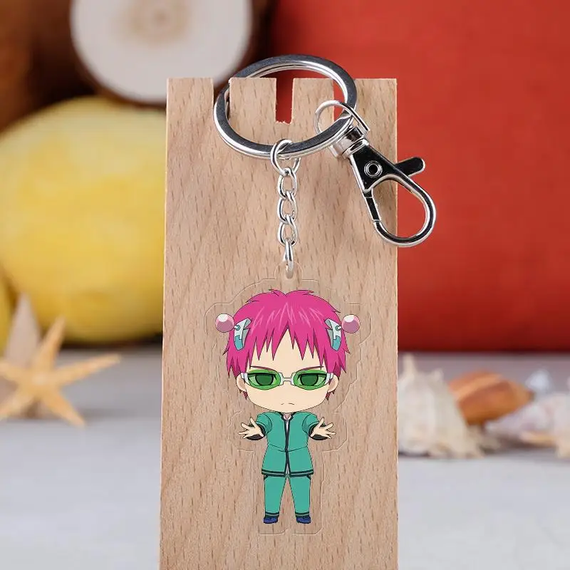 Anime The Disastrous Life of Saiki Kusuo Keychain Acrylic Figure Pendant Cartoon Image Keyring Wholesale