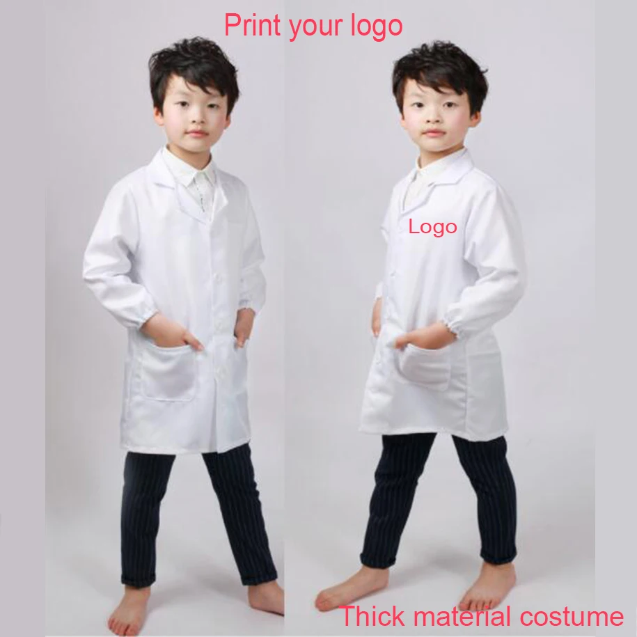 Crianças adultas meninos menina logotipo personalizado branco médico enfermeira cosplay traje crianças cientista laboratório astaurant casaco uniforme robe jogar