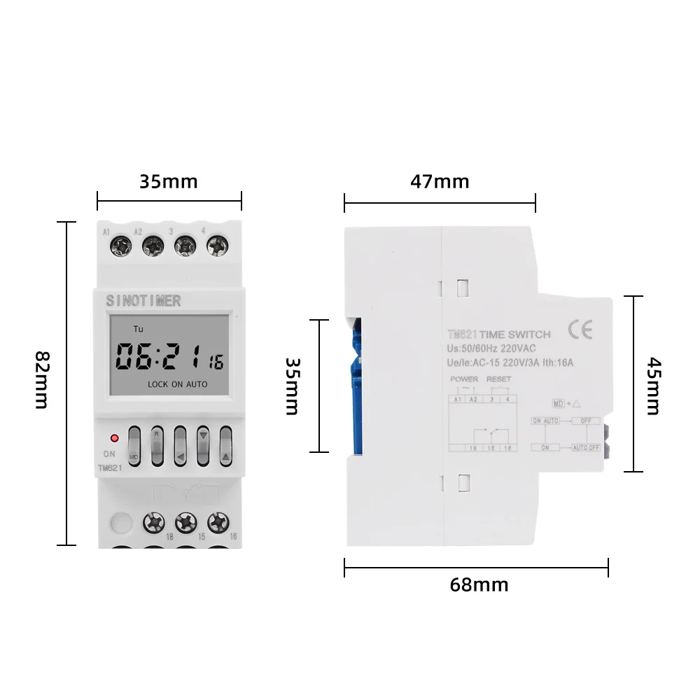 SINOTIMER Din Rail 7 Days Weekly Schedule Programmable Digital Timer Switch 220V AC 16A Time Relay with Countdown Clock Control