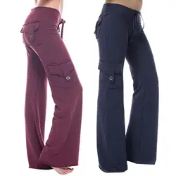 Autumn Women Multi-pocket Button Stretch Trousers Slim-Fit Sport Pants Button Stretch Trousers Slim-Fit Sport Pants