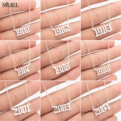 SMJEL Punk Old English Personalize Date Necklaces 1980 1999 1988 1989 1990 1995 1992 Custom Birth Year Necklace Christmas Gifts