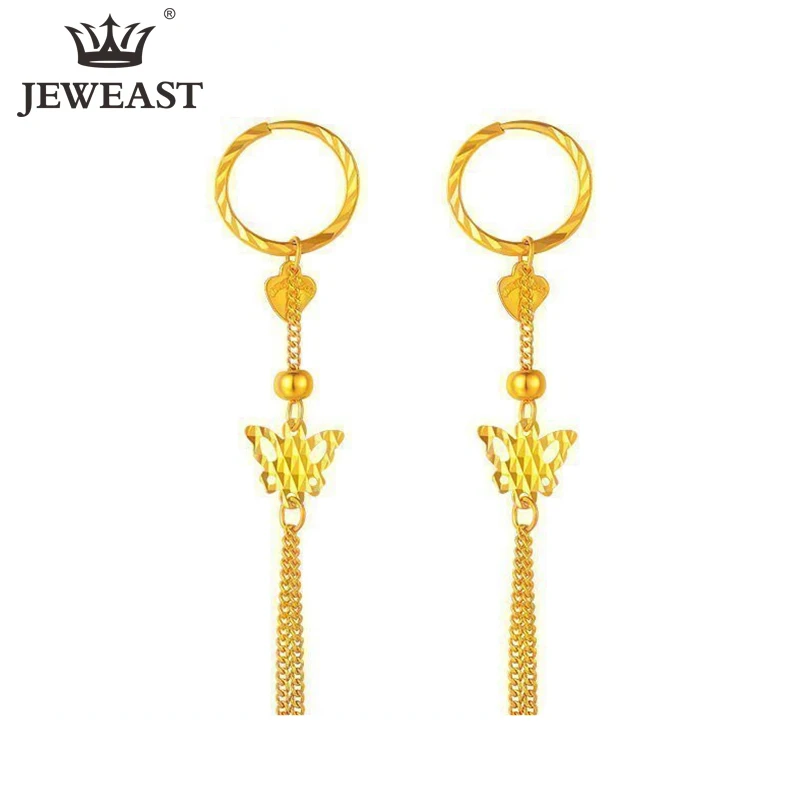 YSF 24K Pure Gold Earring Real AU 999 Solid Gold Earrings Nice Butterfly Tassel Upscale Classic Fine Jewelry Hot Sell New 2023