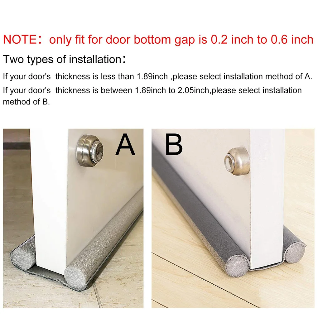 93cm Doorstop Draft Protector Flexible Door Bottom Sealing Strip Guard Wind Dust Blocker Sealer Stopper Twin Door Decor