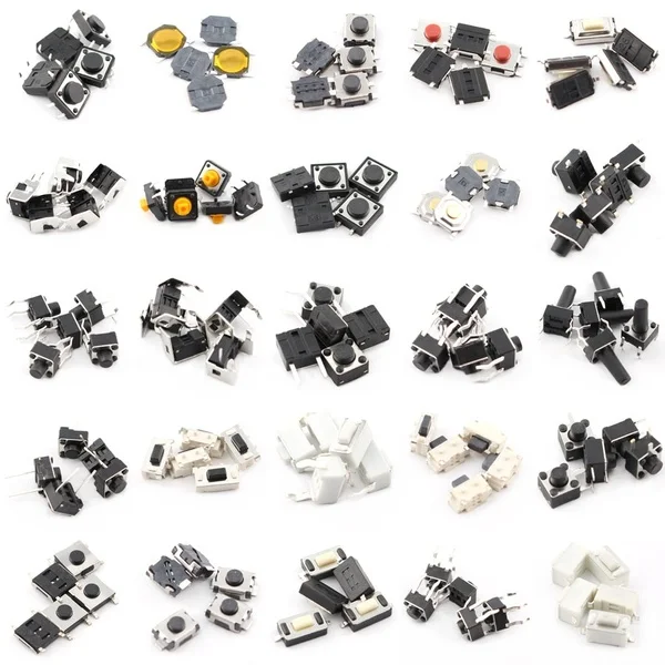 125pcs Switches Assorted Micro Push Button Tact Switch Reset Mini Micro Leaf Switch SMD DIP 2*4 3*6 4*4 6*6 diy kit 25Types/lot