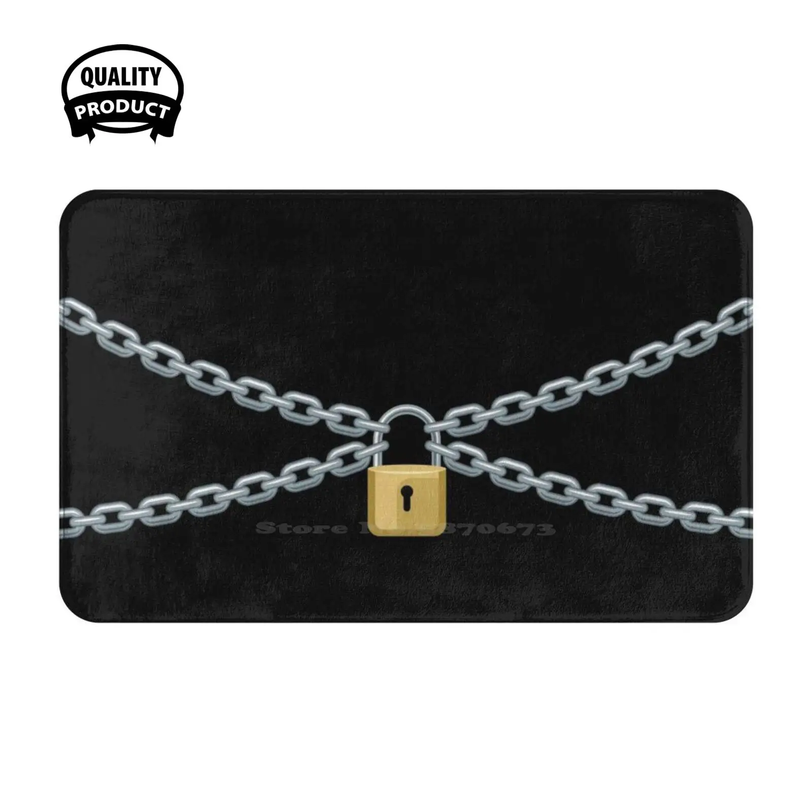 Padlock Chains Face Mask Soft Cushion Home Carpet Door Mat Car Rug Padlock Piercing Skull Facemask Teeth Red Lips