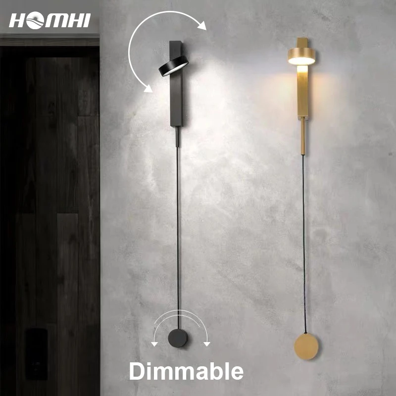 

Dimmable Wall Lamp Room Decoration Sconce Lampade Da Parete LED Bedroom Light Bedside Reading Lampe De Chevet Gold HWL-162