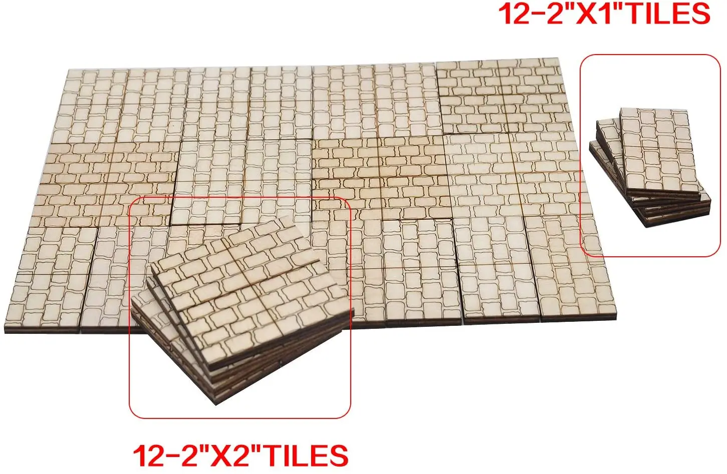 Piastrelle per pavimenti quadrate in pietra Dungeon (Set di 24) in legno tagliato al Laser D & D terreno modulare 1 \