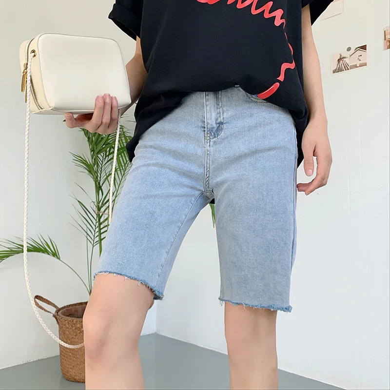 2021 Zomer Nieuwe Hoge Taille Slanke Vrouwen Vijf-Punt Jeans