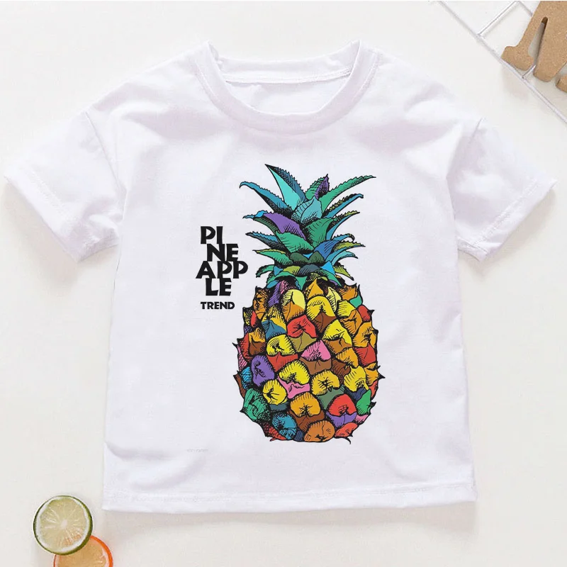 cartoon T Shirt Fashion Girls kids tshirtsHumor Fruit Boys Tops girls graphic t shirts tees Pineapple  Design Children clothes