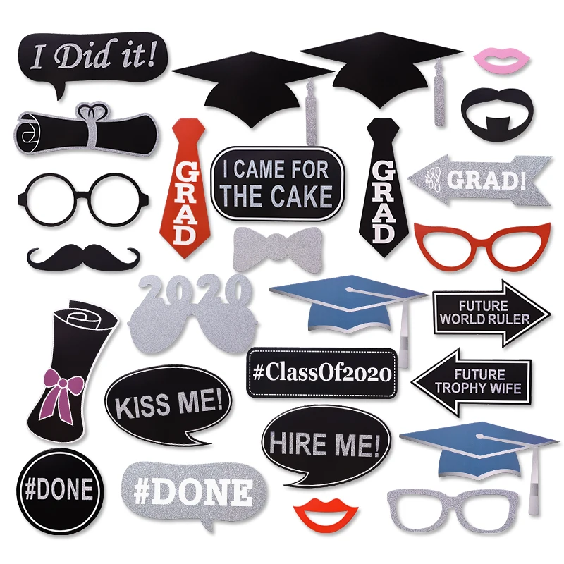 27pcs Funny Graduation Photo Booth Props Graduation 2020 Graduacion Photobooth Graduated Class Of 2020 Party