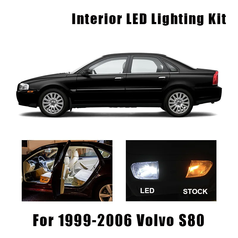 19 Bulbs White Canbus LED Interior Map Dome Light Kit Fit For 1999-2003 2004 2005 2006 Volvo S80 Courtesy Cargo License Lamp