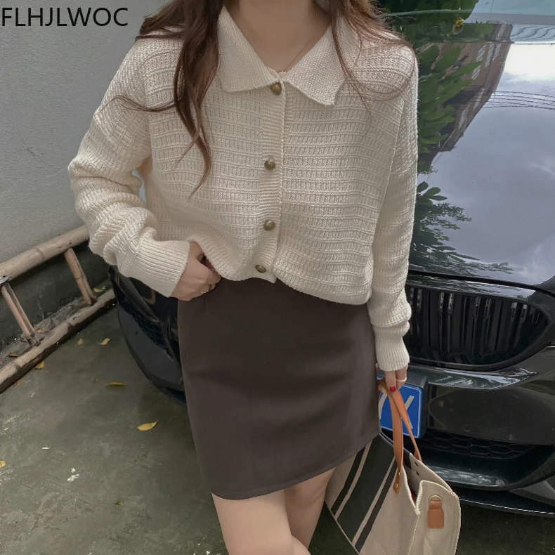 Japan Cute Sweet Girls Women 2021 Fall Winter Outerwear White Lace Knitted Cardigans Single Breasted Button Loose Sweaters Coat