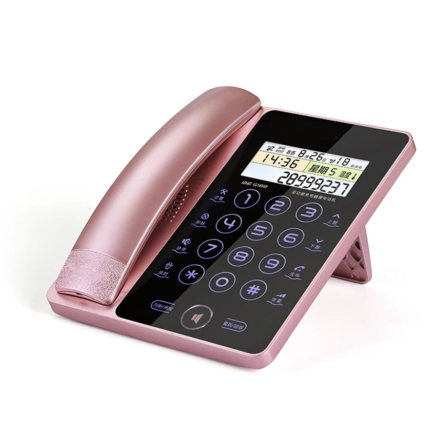 Touch Dial Corded Phone Telephone Landline with Colorful Backlit, Voice Broadcast, FSK and DTMF System, Caller ID, PC Panel