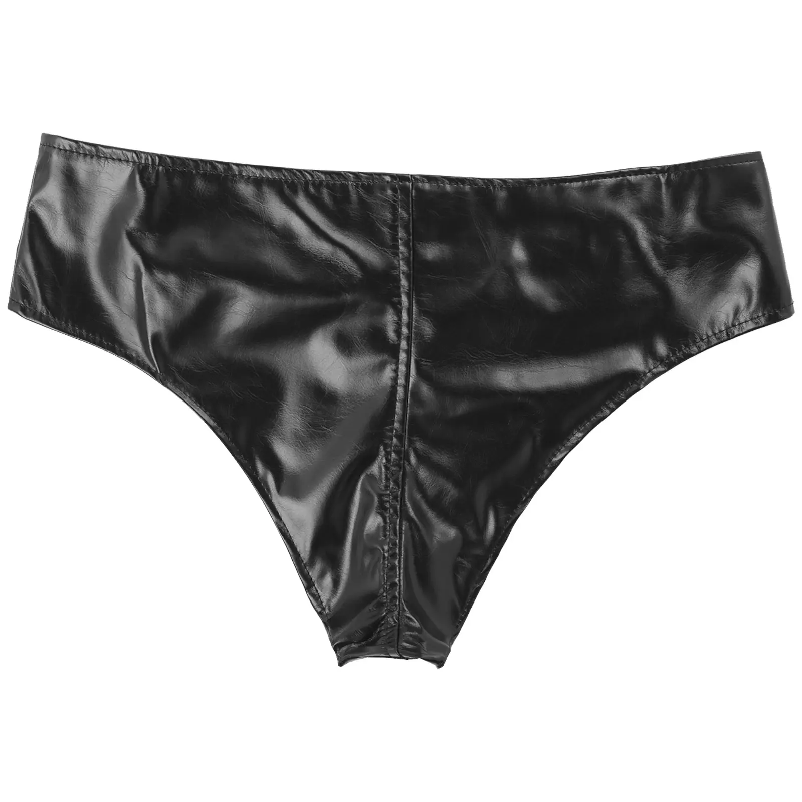 Pantaloncini in pelle con apertura sul cavallo con cerniera Sexy da donna per sesso erotico porno mutande in pelle a vita bassa borsa in lattice