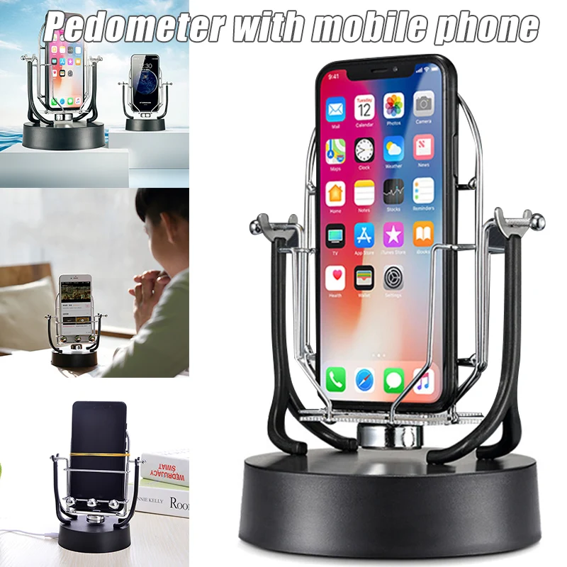 Phone Swing Device Automatic Wiggle Electronic Motion Machine Rotary Swing Motion Mobile Phone Holder for Count Steps GD