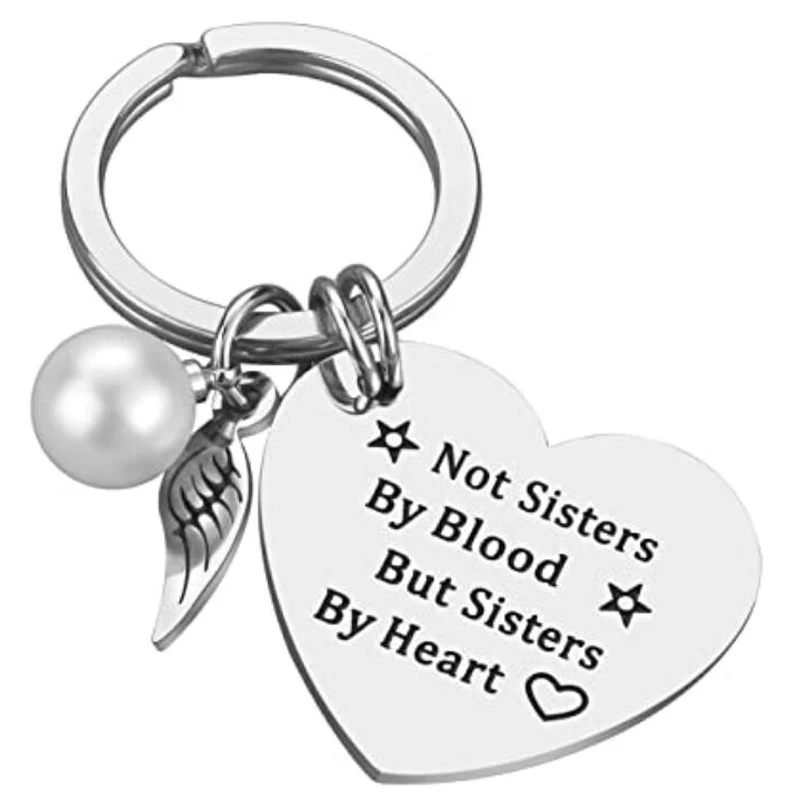 Best Friend Keychains - Not Sisters by Blood but Sisters by Heart Keychains for Teen Girls Friendship Sister Birthday Gifts