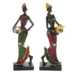 African Figurine Women Figure Tribal Lady Statue Sculpture Collectible Art Piece African Decoration For Home Office TV Cabinet