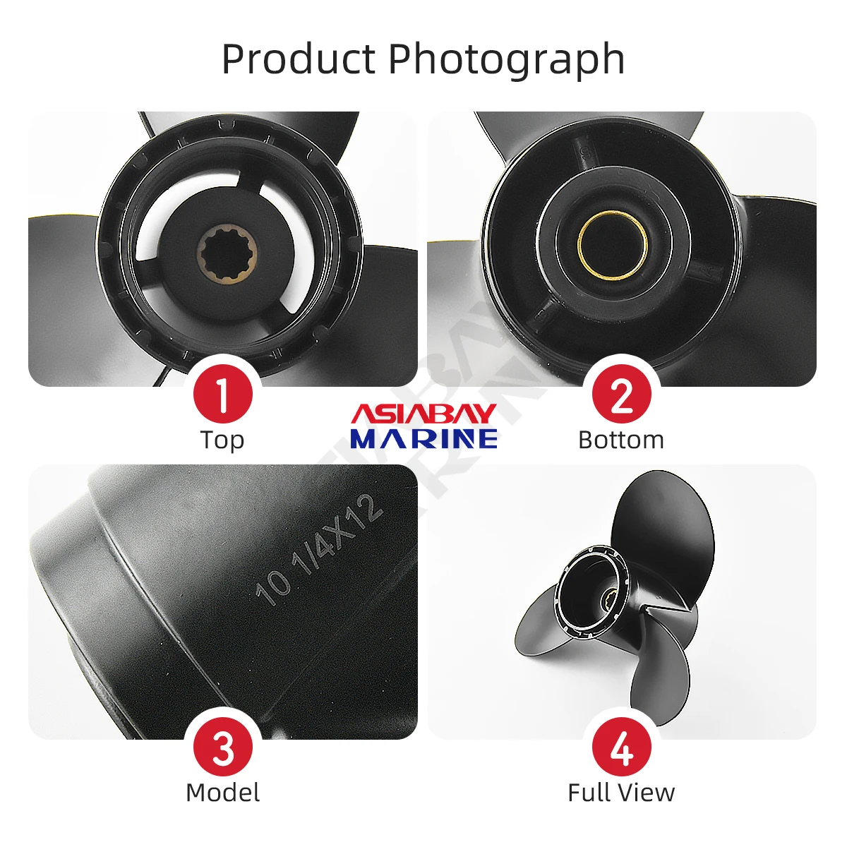 For Suzuki Outboard Propeller 20hp 25hp 30hp 10 1/4x12 Boat Motor Aluminum Screw 3 Blade 10 Spline Fit 20 25 30 Hp 10.25*12inch