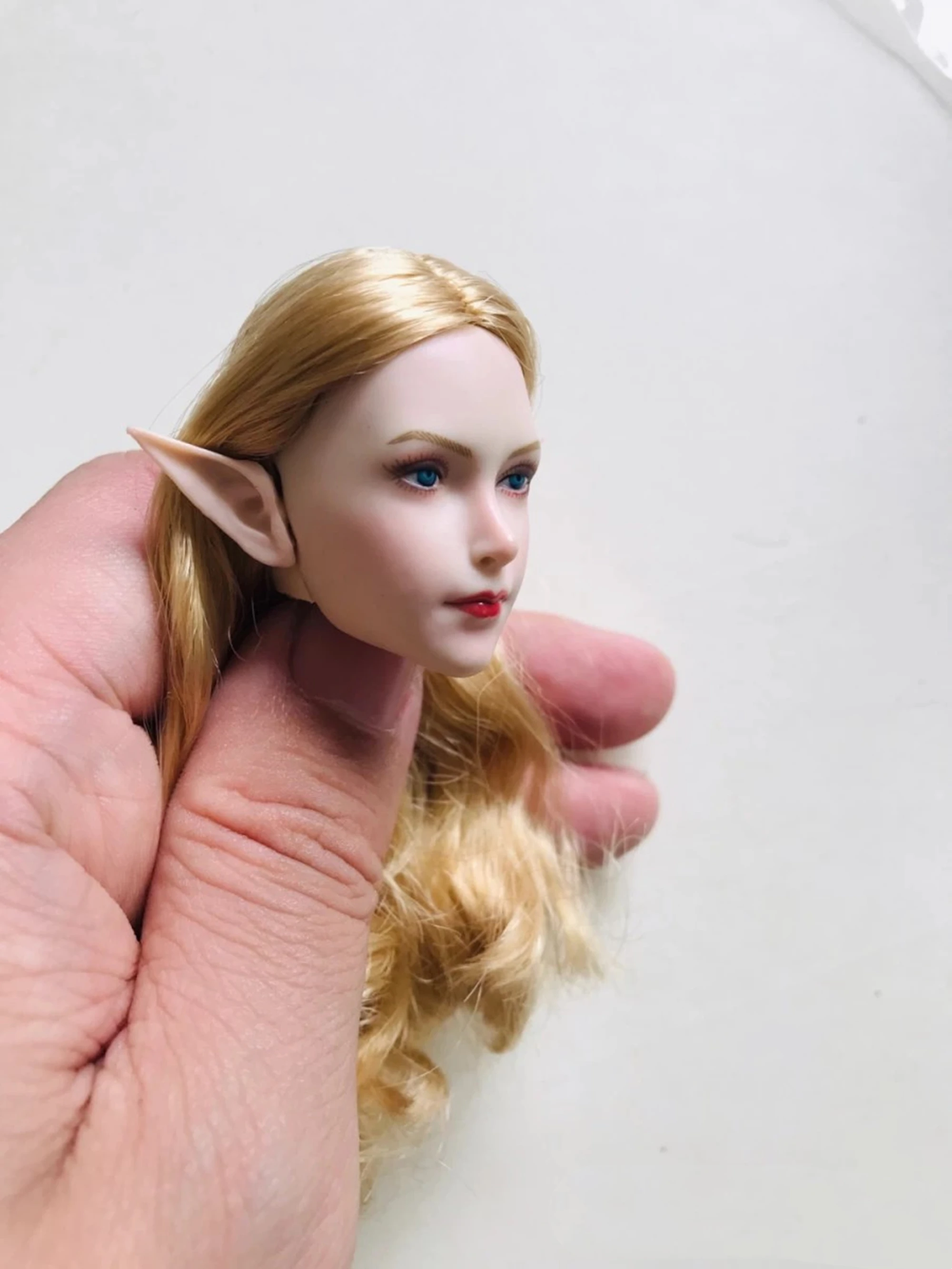 1/6 SDH021A Blonde Hair Removable Elf Ears Girl Head Sculpt Model Fit 12\'\' Pale TBLeague Phicen Action Figure Body