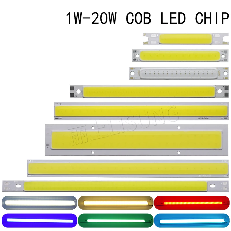 Sumbulbs Diy Dc 3v 12v Cob Chip Led 1w 10w 20w 50w 100w ciepły biały niebieski zielony czerwony Panel oświetleniowy Oard Led lampa Ultra jasny