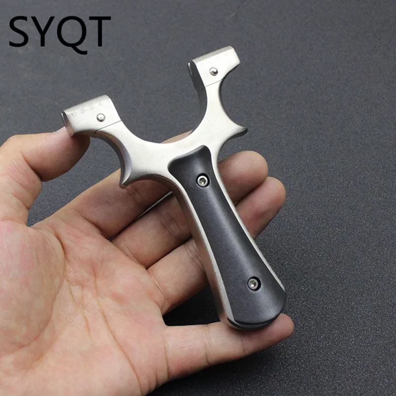 

2021 New Stainless Steel Wire Metal Slingshot Flat Leather Great Power Outdoor Combat Sports Fast Compression Fiber Optic Sight